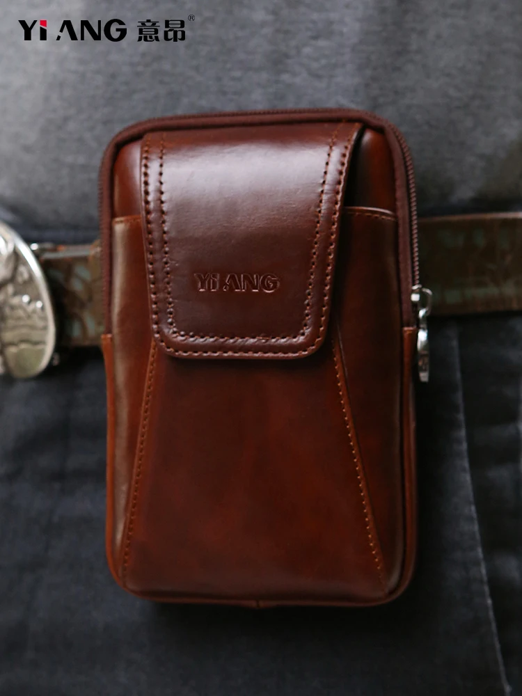 YIANG брендовая мужская сумка из яловой кожи маленький ремень/кожух чехол для