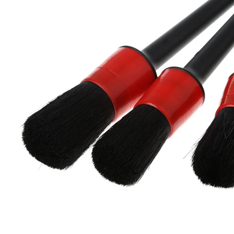 

5 Pcs Natural Boar Hair Detail Brush Set Automotive Detailing Brushes For Car Cleaning T21E