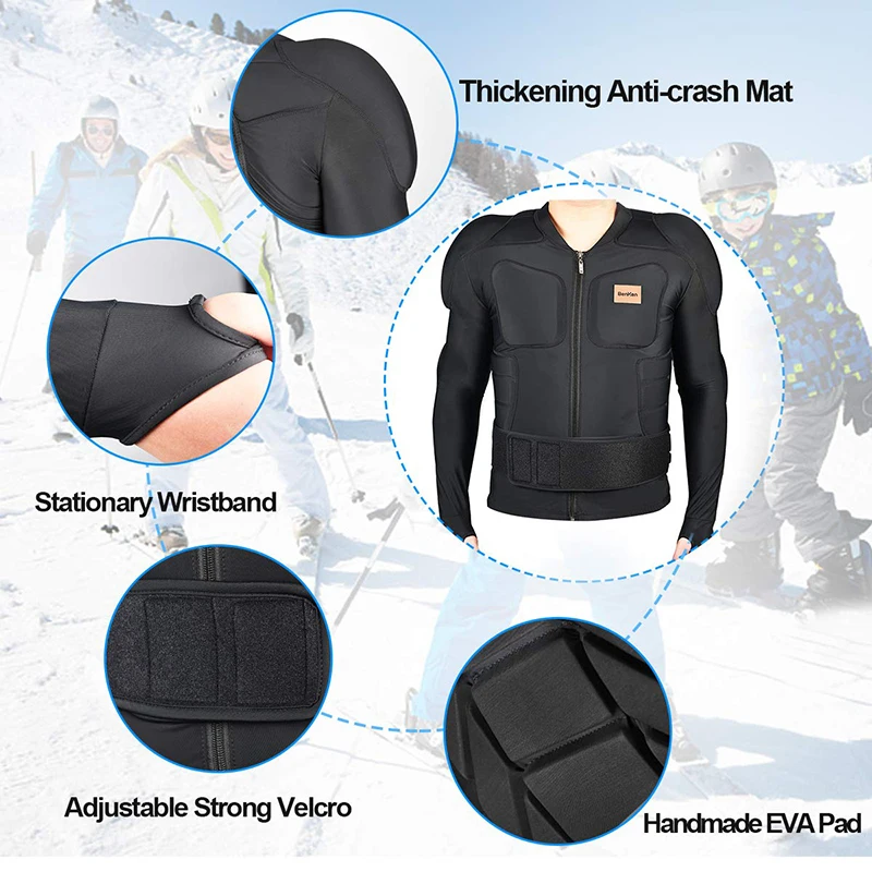 БенКен Лыжные спортивные рубашки с антиколлизионной защитой Ultra Light Protective Gear Outdoor Armor Spine Back Protector.