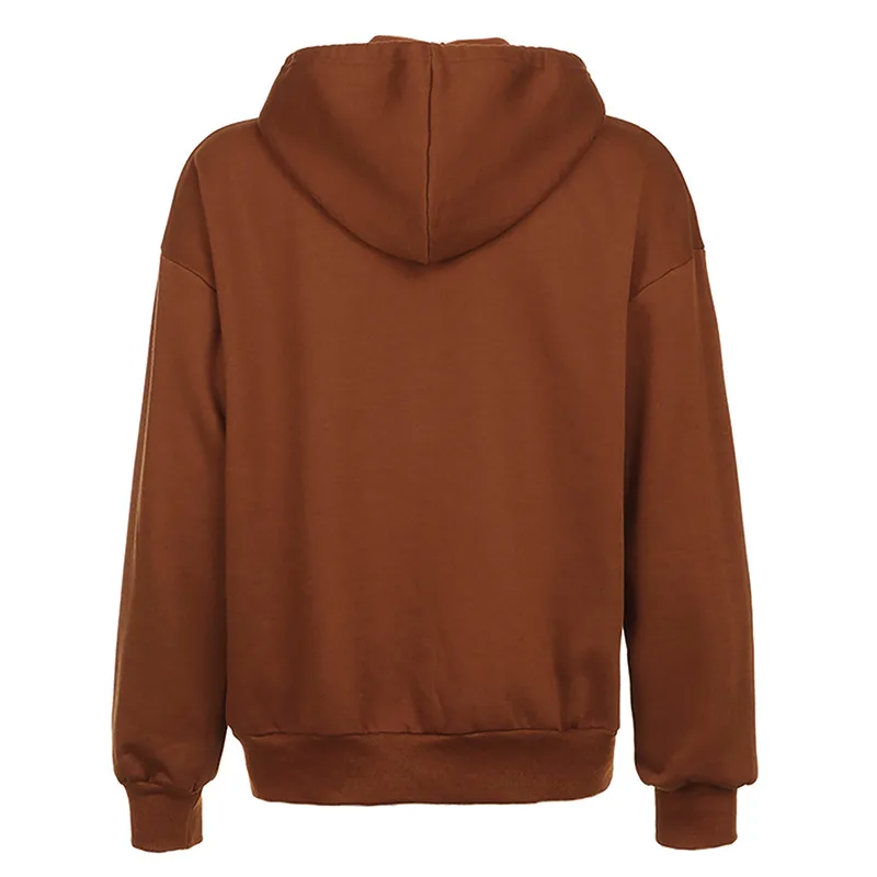 

Brown Y2K Aesthetic Hoodies Women Vintage Zip Up Sweatshirt Winter Jacket Clothes Pockets Long Sleeve Hooded Pullovers