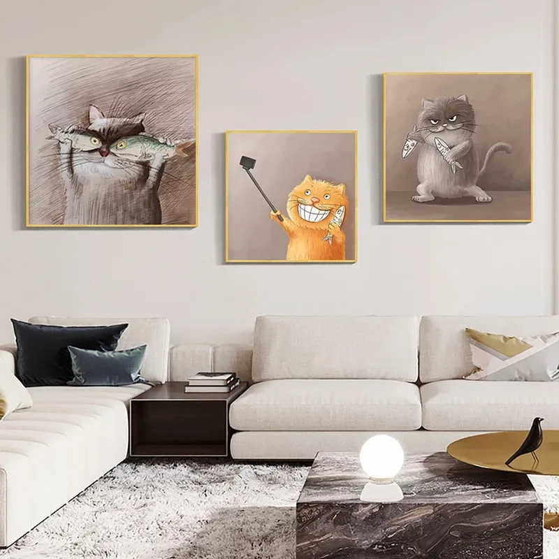 

Cartoon Creative Cat Modern Art Posters and Prints Canvas Painting Wall Picture for Living Room Kid's Bedroom Nursery Home Decor