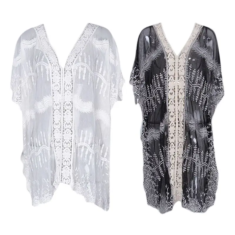 Женское ажурное бикини с цветочным кружевом сексуальное прозрачное пляжное