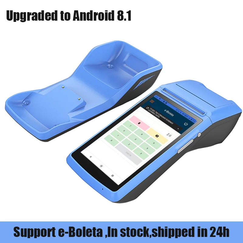 Android 8 1 e Boleta NFC PDA POS чековый Bluetooth 58 мм Принтер термальный Сканирование штрих кода