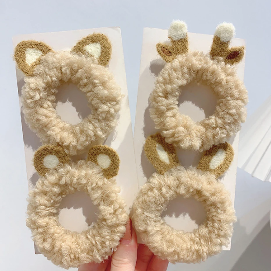 

Faux Fur Hair Scrunchies Women Elastic Hair Tie Stuffed Animal Fluffy Ponytail Hair Rope Fashion Girl Hair Band