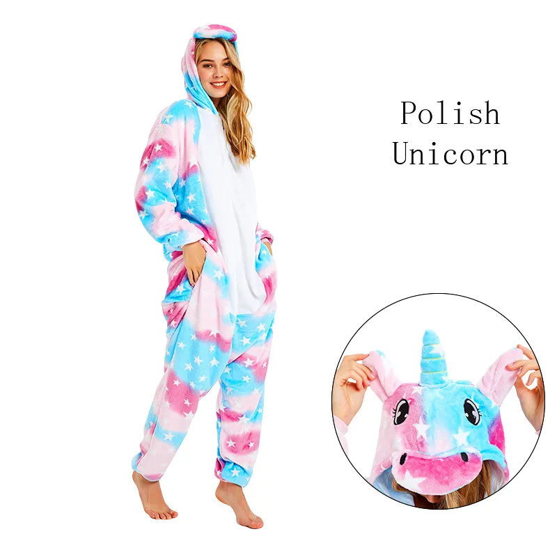 Winter Unicorn Pajamas African Cricket Animal Sleepwear Panda Onesies Women Men Unisex Adults Flannel Home Clothes Sets Pyjamas | Женские