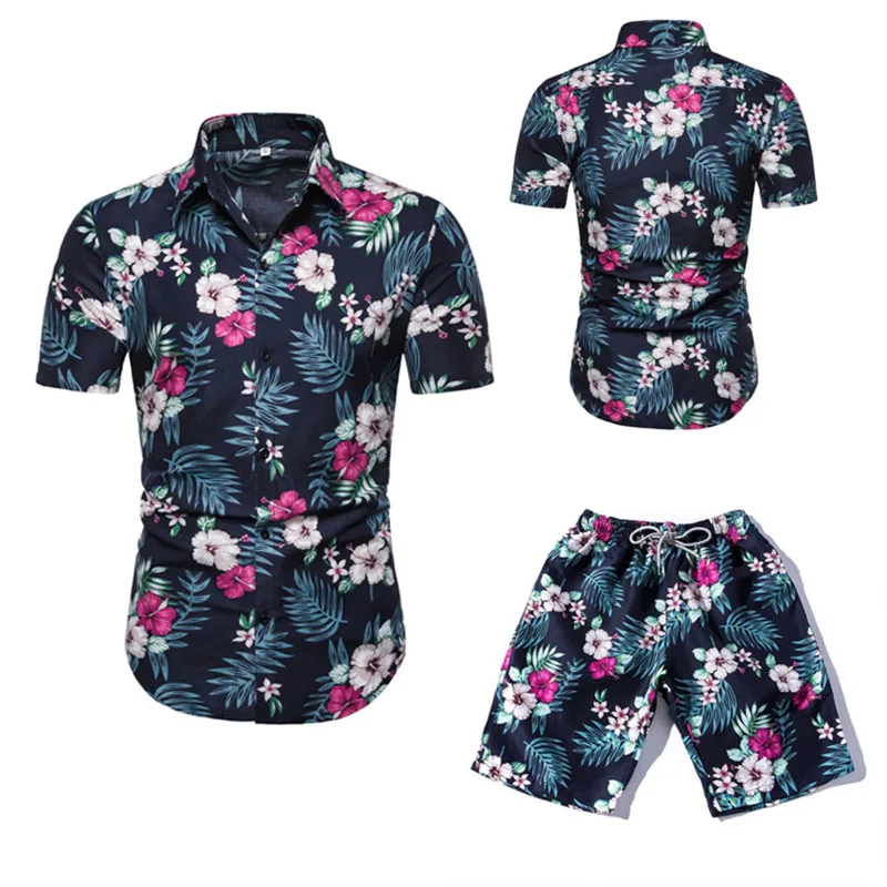 Футболка с короткими рукавами и цветочным принтом блузка мужской комплект