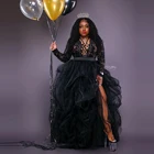 Классические черные Тюлевая юбка с эластичной резинкой на талии длинные Длина Разделение с юбкой из тюля; Платья-макси юбки индивидуальный заказ Пышная юбка размера плюс