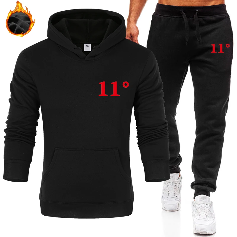 

New Autumn And Winter Fleece Men's And Women's Clothing Trend Printing Hooded Sportswear + Fashion Casual Lace-up Sweatpants