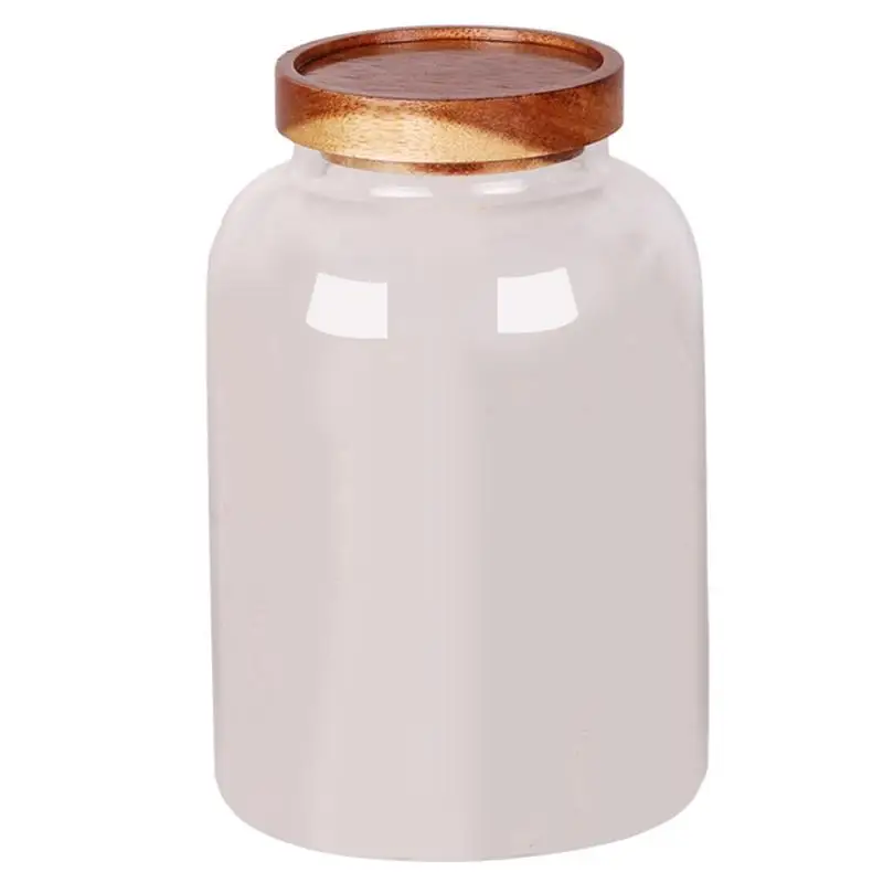

1pc Glass Storage Tank Round Clear Storage Container Sealing Tea Canister Multifunctional Storage Jar Home Storage(1950ml)