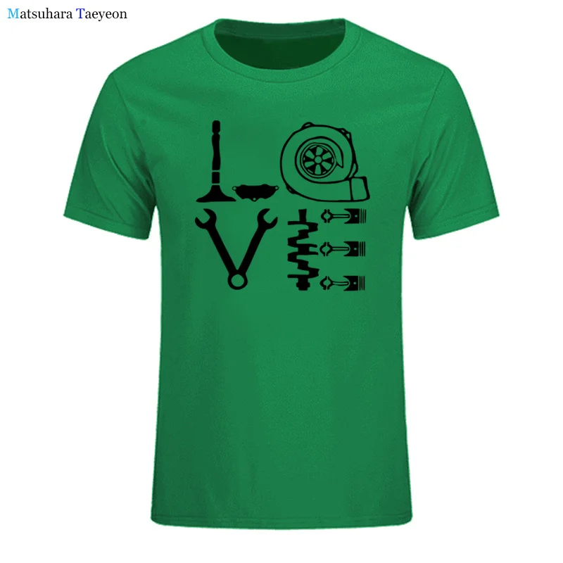 

T-shirt Men O-neck New LOVE T-Shirt XS-3XL Tuner Decal Mechanic Tee-shirt for Men Summer Short Sleeve Gift Mens T Shirts