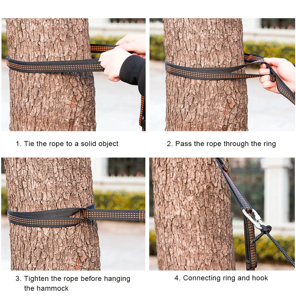 

2pcs/Set Portable Hammock Strap Hanging Belt Super Strong Bind Daisy Chain Rope Tree Rope W/ Buckle For Tent Hammock 200*2.5cm
