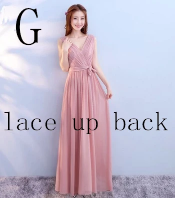 G lace up back Vestidos de festa vestido longo para casamento, новые шифоновые платья для подружек невесты, 10 стилей, большие размеры, недорогие платья для гостей, W4302 - Цвет: G lace up back