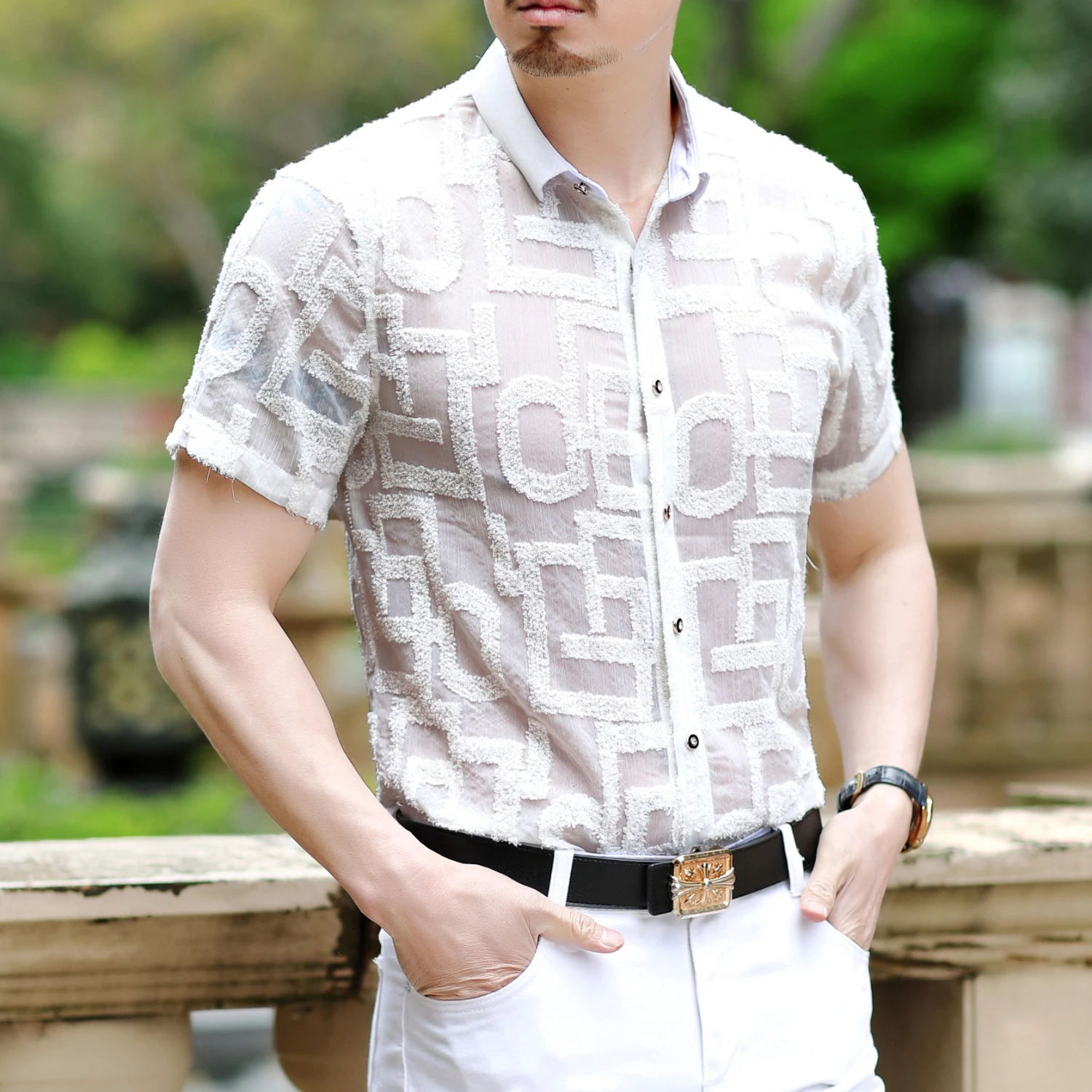 Вечерние прозрачные геометрические платья рубашки для мужчин 2021 на весну и лето