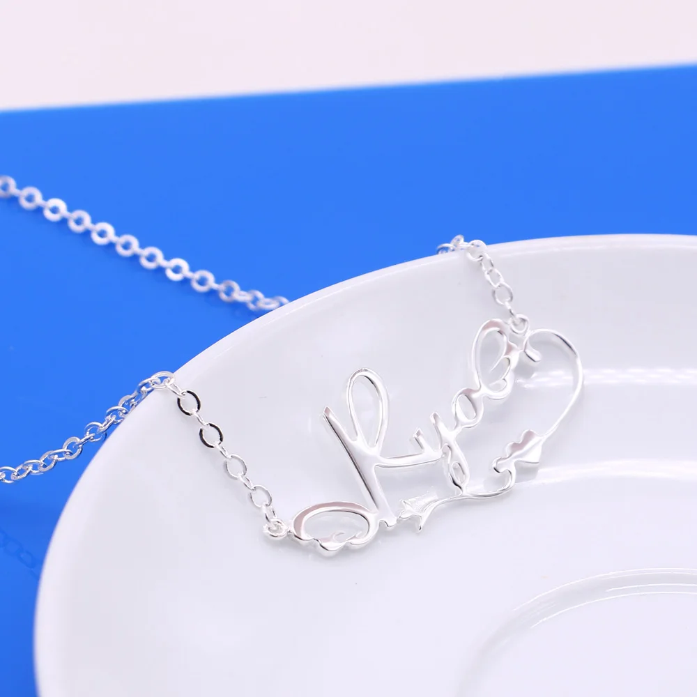 Оптовая продажа модное колье с подвеской в виде буквы 925 Серебряный кулон шрифт