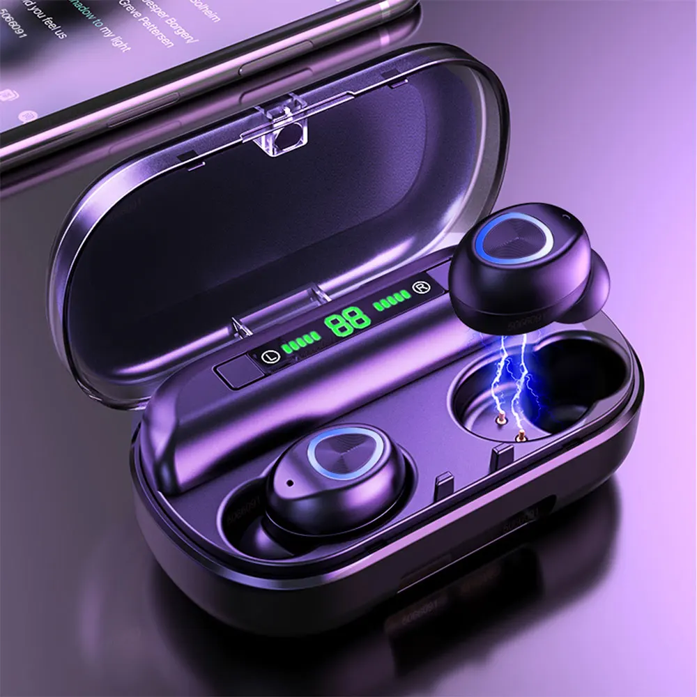 

Наушники Studyset V10 Bluetooth 5,0 со светодиодным цифровым дисплеем и кнопкой TWS, беспроводная стерео зарядная корзина, мини невидимая Спортивная гар...