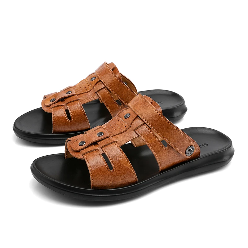 

men in for homme handmade homens genuine sandals shoe leather walking praia masculino summer comfort sandalias piel de shoes on