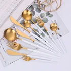 Набор столовых приборов из стали, белое золото, столовые приборы можно мыть в посудомоечной машине, нож для масла