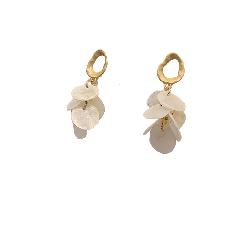 Новинка женские длинные модные серьги натуральная оболочка диски имитация