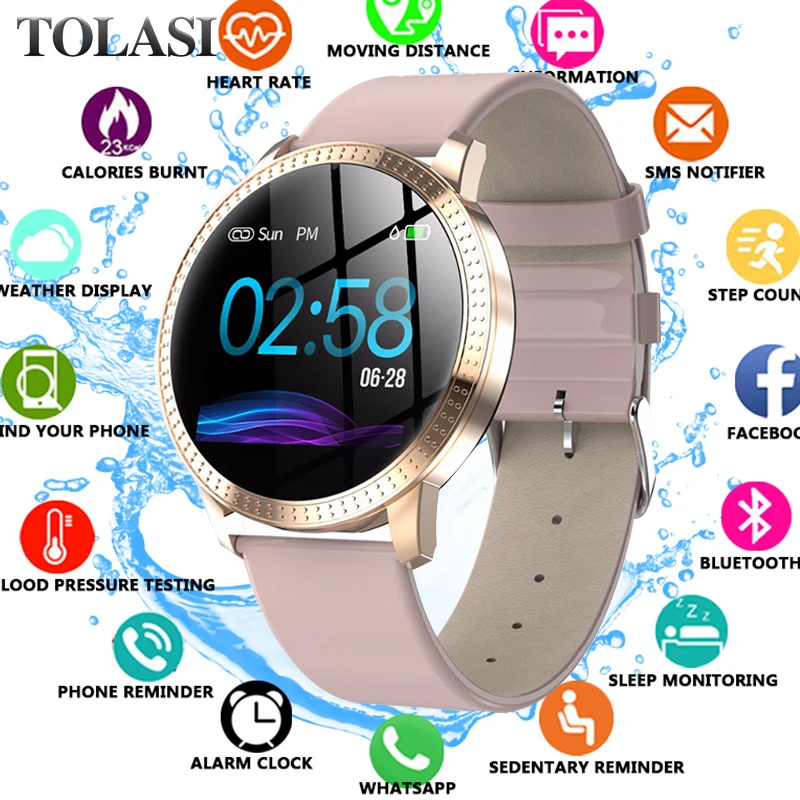 New Tempered Glass Smart Watch Blood Pressure Heart Rate Monitor Fitness Tracker Smartwatch connect Android Iphone 6 7 8 | Наручные часы