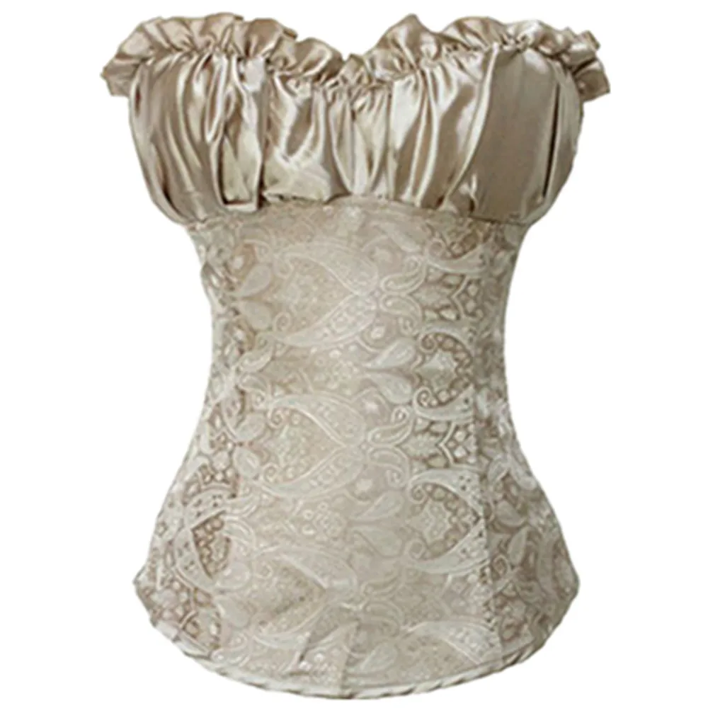 

women Bustiers Renaissance Sexy Strapless Corset Top Overbust Jacquard Lace up Brocade Boned Burlesque Corset Plus Size S-2XL