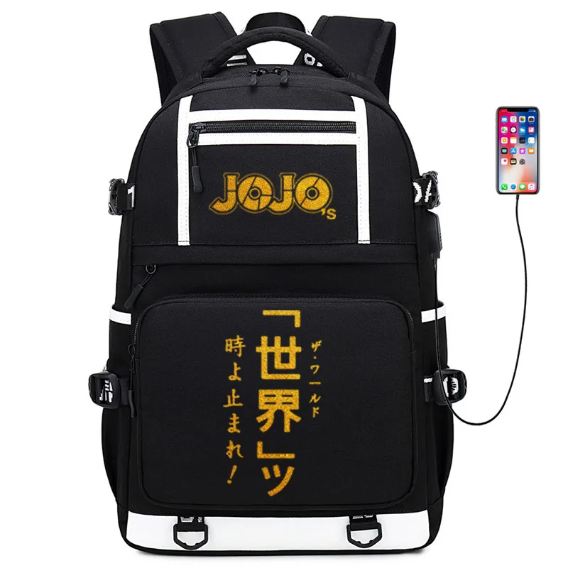 JoJo невероятное приключение с золотым принтом школьная сумка большой дорожный Рюкзак Школьные сумки Oxford для девочек-подростков с рисунком из аниме книжные сумки