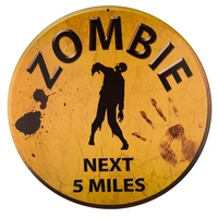 dl decor signs indooroutdoor warning sign zombie next 5 miles metal round circular sign 12