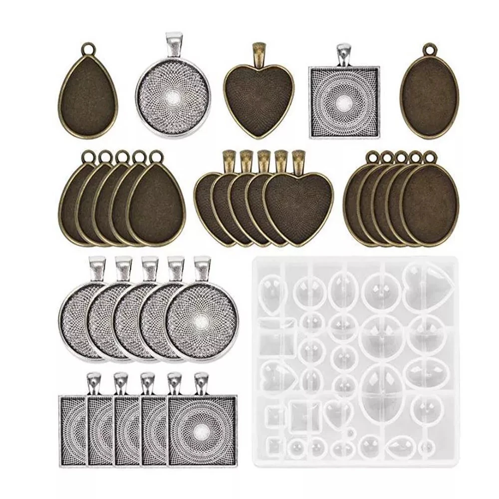 

31Pcs Silicone Resin Jewelry Casting Mold DIY Pendant Tools Set Beginners Kit DIY Accessories Necklace Bracelet Jewelry Making