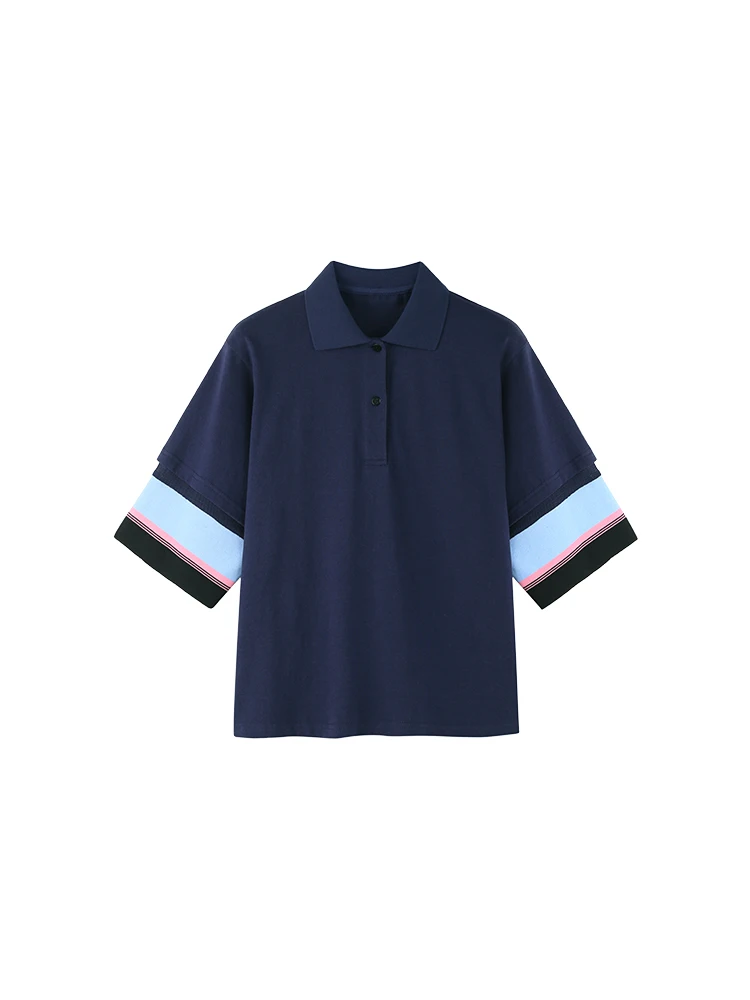 

2020 New Summer Women Polo T Shirt Fashion Lapel stripes Female T Shirt Cotton Short ladies Sleeve T Shirt Clothes Brand