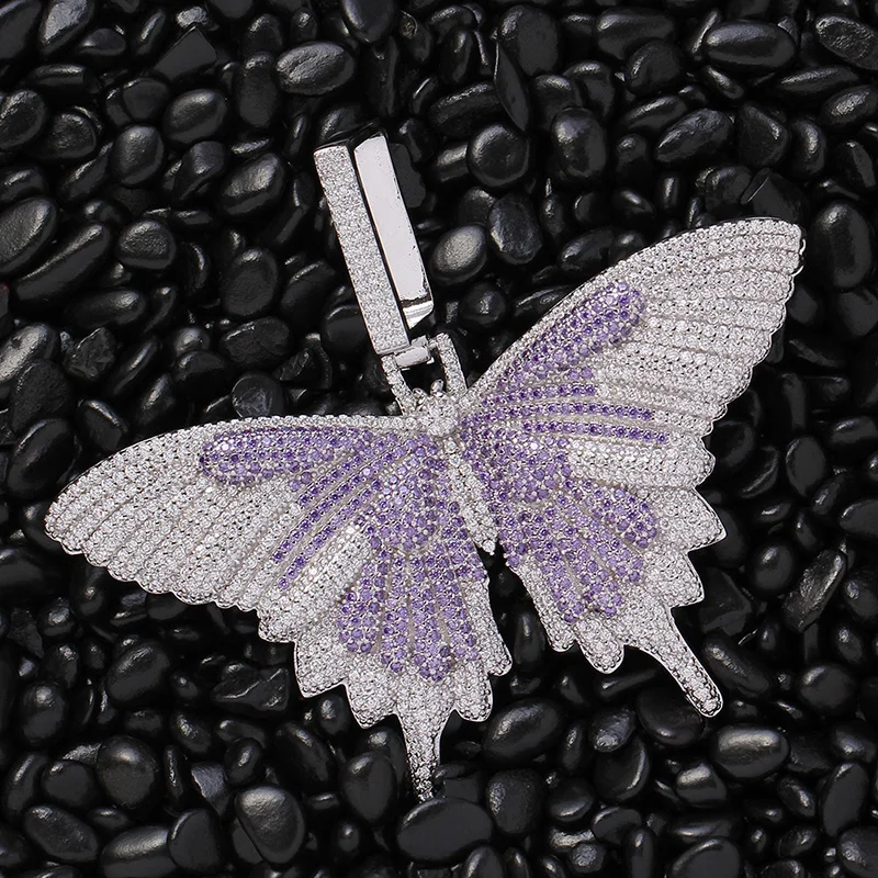 

Цепочка с подвеской-бабочкой для мужчин и женщин, украшение в стиле хип-хоп с фианитом AAA +, Ювелирное Украшение в стиле рэпера