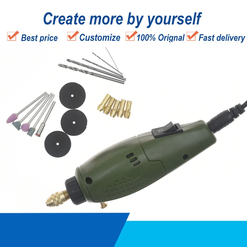 Шлифовальный инструмент 12 В постоянного тока, миниатюрная ДРЕЛЬ Dremel, электрический шлифовальный набор для фрезерования, полировки, резки, г...