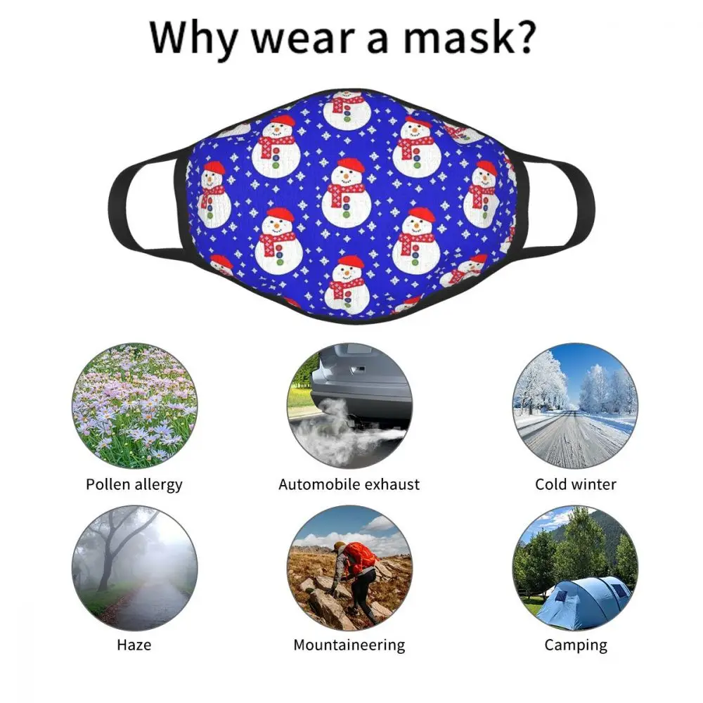 

Happy Snowman Non-Disposable Mouth Face Mask Merry Christmas Xmas Anti Haze Mask Protection Cover Respirator Mouth Muffle