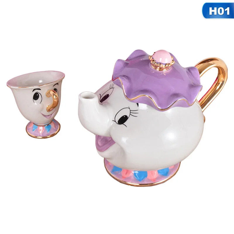 

2022 мультяшная Красавица и чудовище, чайный горшок, кружка, Mrs Potts, чип, чайный горшок, чашка, один набор, милый Рождественский подарок, Прямая п...