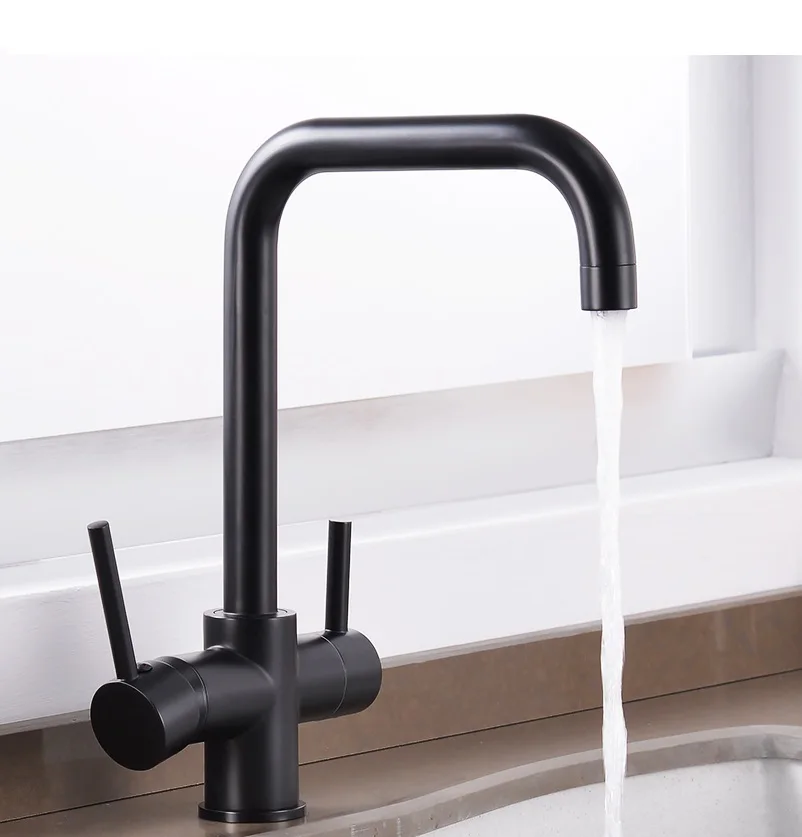 Кран для кухни с фильтрованной водой латунь поворот на 360 градусов двойной