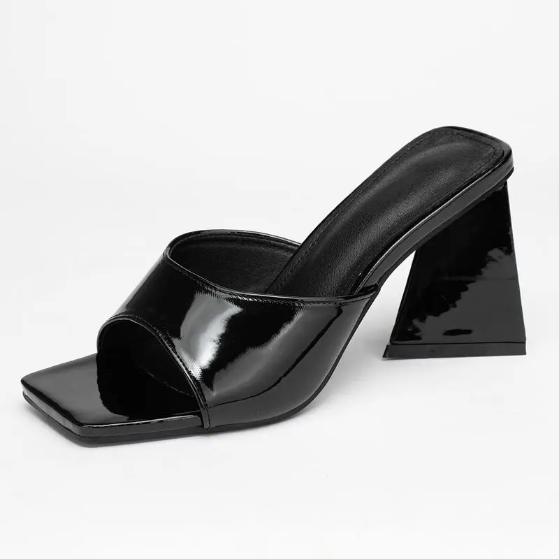 

Large Size Women's Shoes Summer New High-heeled Square Toe Open-toe Sandals Outdoor High-heeled Slippers