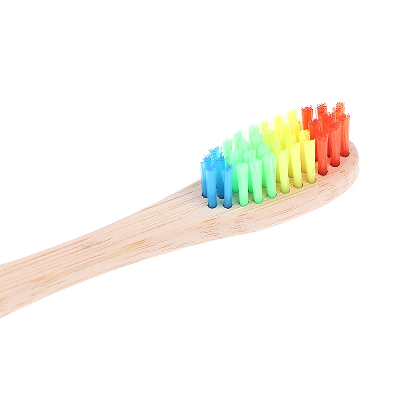 

4Pcs Colorful Rainbow Soft-Bristle Pure Bamboo Toothbrush Wood Teeth Brush Fibre