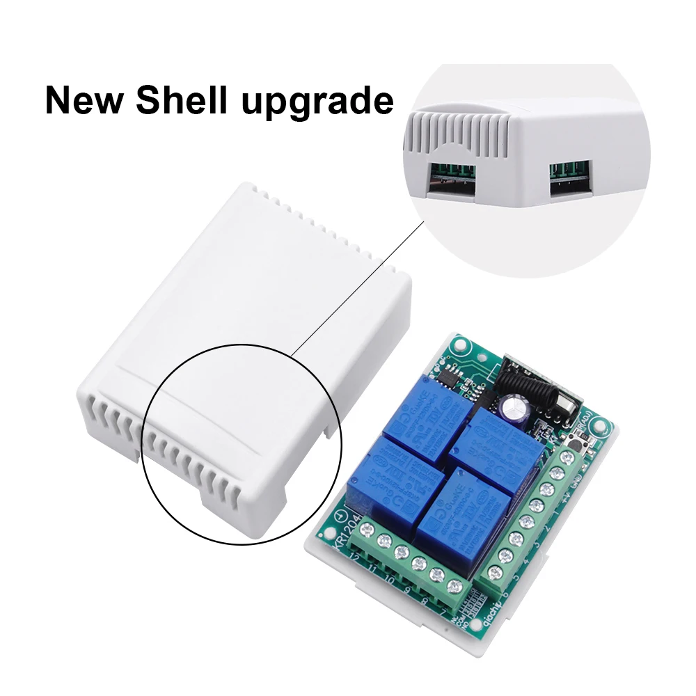 QIACHIP 433Mhz Universal Wireless Remote Control Switch DC 12V 4 CH RF Relay Receiver Module For Smart Home Garage Gate 433 Mhz |