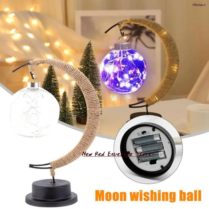 

Светодиодная Лунная тростниковая нить ручной работы, пеньковая веревка, Ночной светильник, спальный фонарь