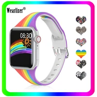 wearlizer printing silicone strap for apple watch band printed silicone waterproof slim sport strap for iwatch series 6 5 4 3 2