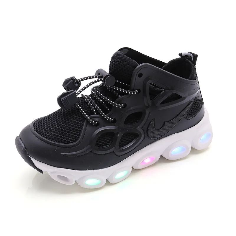 LED Kids Shoes Knitted Mesh Sneakers Boys Girls Led Luminous Sport Run Brand New 2019 Children 21-36 | Детская одежда и обувь