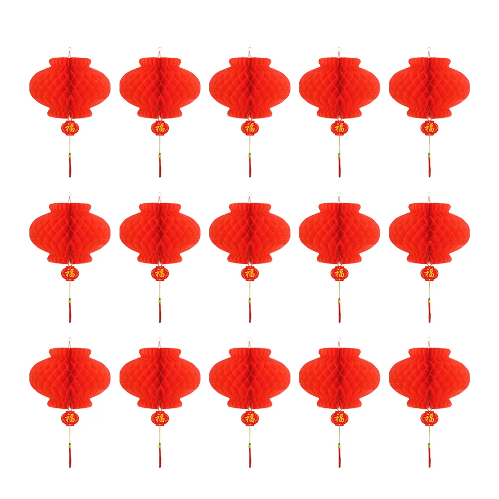 

15pcs Foldable Chinese Lanterns Festive Round Hanging Lantern Decor for New Year Spring Festival