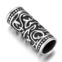 stainless steel tube beads large hole 7mm polished tubular metal bead accessories for diy bracelet jewelry making