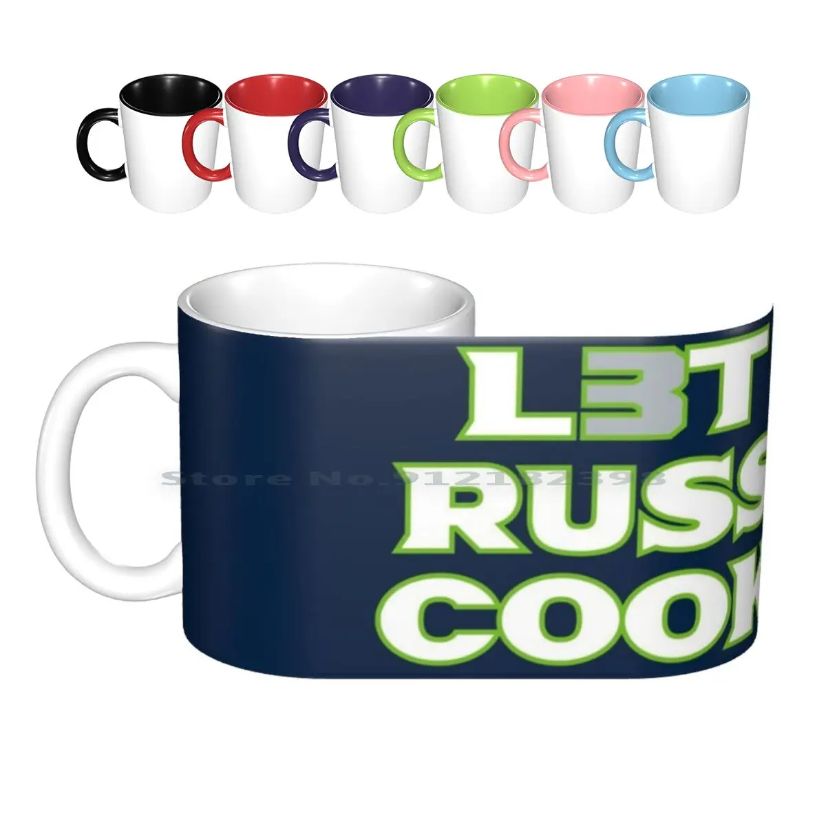 

Керамические кружки Let Russ Cook 3 (), кофейные чашки, кружка для молока и чая, креативная сумка, сине-зеленый Вашингтон, футбольный фанат 12 Рассел 3