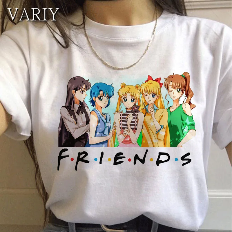 

Anime 90s Friends T Shirt Harajuku Women Clothes Tshirt Aesthetic Vintage Cat Cute Female T-shirt Kawaii Tee Ullzang