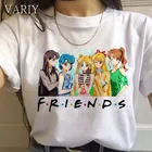 Женская Винтажная футболка в стиле аниме 90-х, с принтом кошки