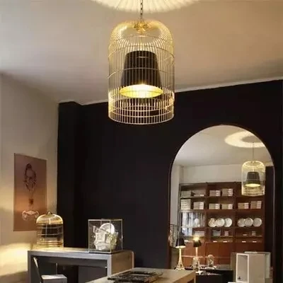 Prezzo Moderna Piastra A Led Oro Cromo Gabbia Per Uccelli Led Lampada A Sospensione Bar Ristorante Tonalità In PVC E27 Deco Lampada A Sospensione A Catena Vintage