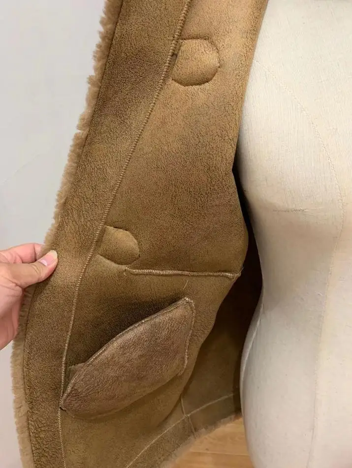 2020 зимнее плюшевое пальто из натуральной овечьей шерсти с капюшоном пуговицами