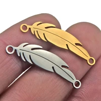 10pcslot stainless steel feather pendants floating charms for jewelry making charms bracelet necklace accessories wicca bts ff