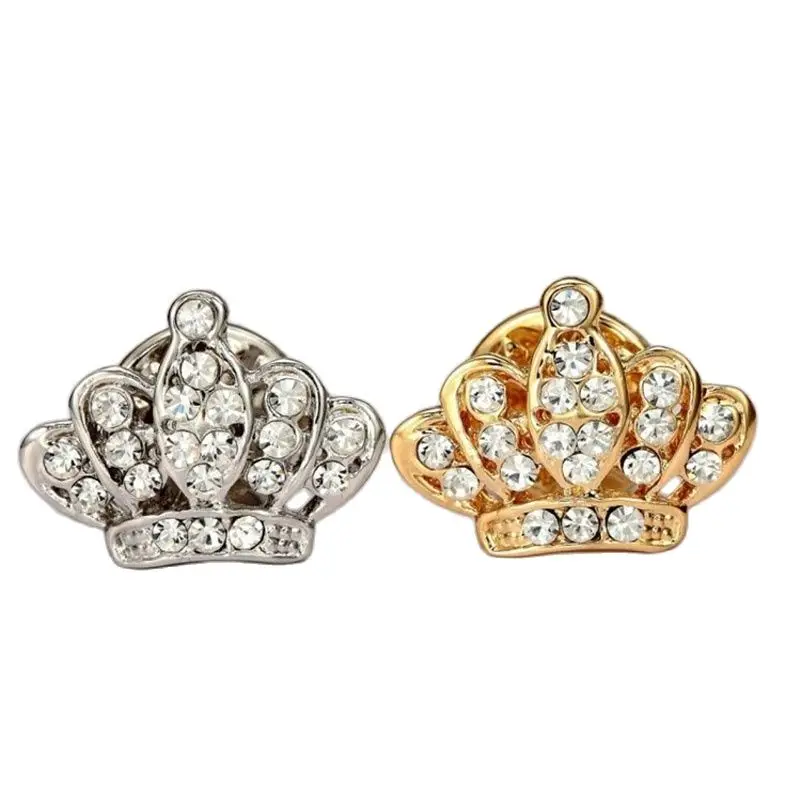 

New Hot Small Crystal Crown Shirt Collar Brooch Jewelry Crystal Mini Brooches Pins For Women Inlay