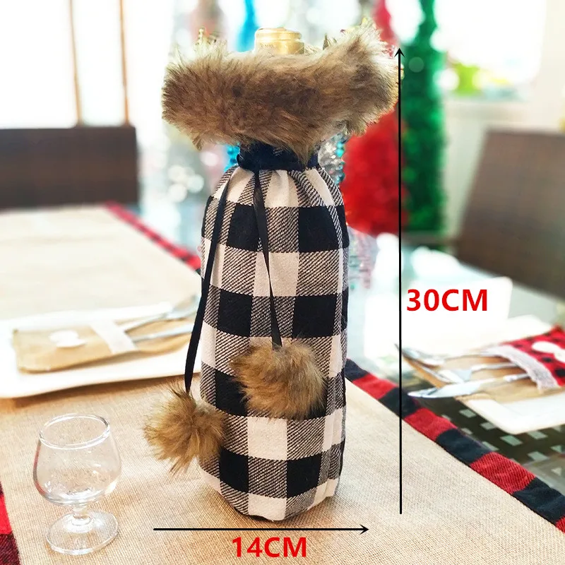 H1- Black white Год подарок Санта Клаус винная бутылка пылезащитный чехол Xmas Noel рождественские украшения для дома Navidad декор для обеденного стола - Цвет: H1- Black white