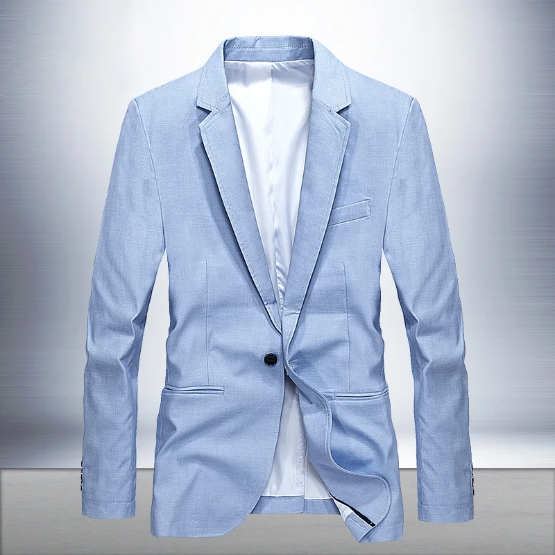 Весна 2020 мужская куртка Блейзер куртки пальто на одной пуговице хлопок